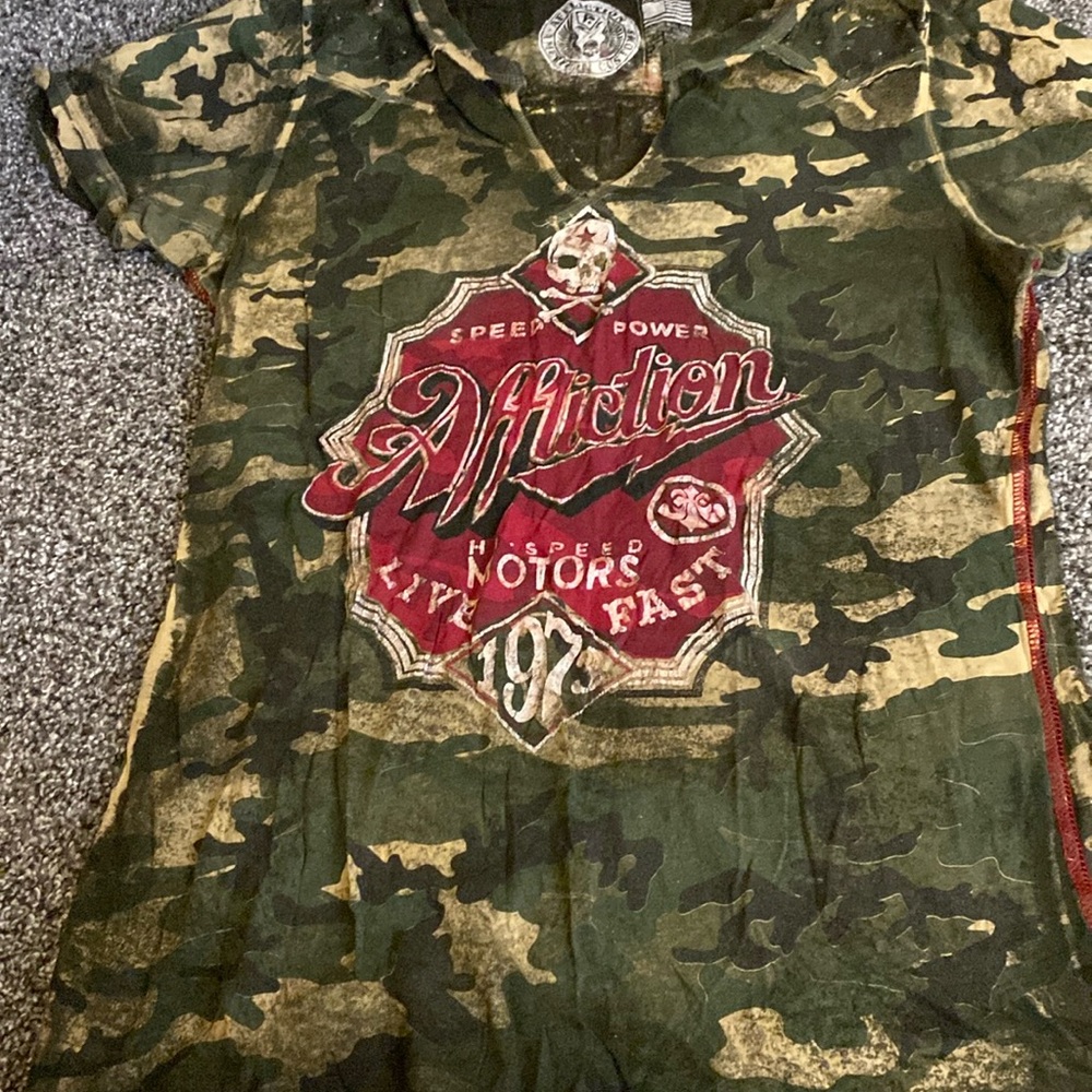 Womens affliction army green shirt